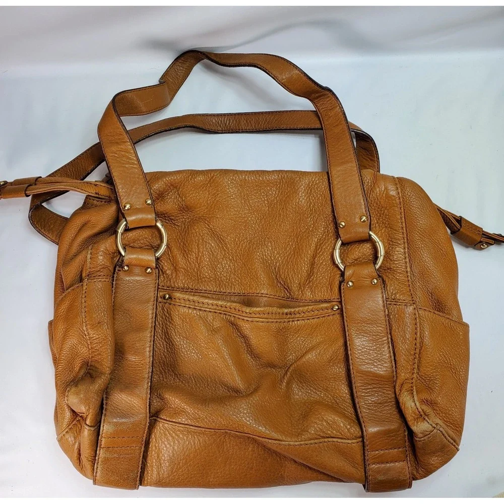 Michael Kors Rust Brown Multi‎ Pocket Pebbled Leather Shoulder Bag Y2K Hobo